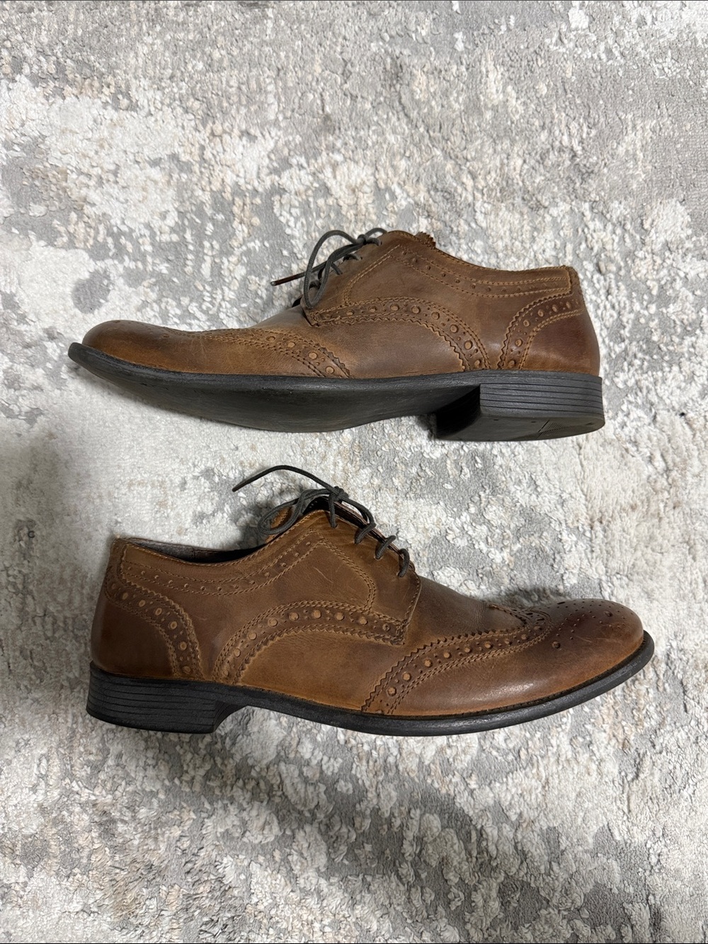 Steven Madden Neville Tan Leather Wingtip Dress Shoes - Men's Leather Oxfords